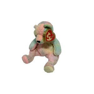 Ty Beanie Babies Plush Stuffed Animal Toy Bear Tye Dye Mellow Pink Green Blue St